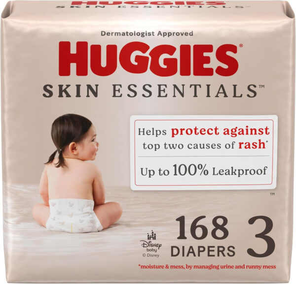 688a77e50615df83cb9115404fcc443606668295b3493d1b3bc6d.jpg Huggies Size 1 Diapers, Skin Essentials Baby Diapers, Size 1 (8-14 lbs), 204 Count (3 Packs of 68), Packaging May Vary