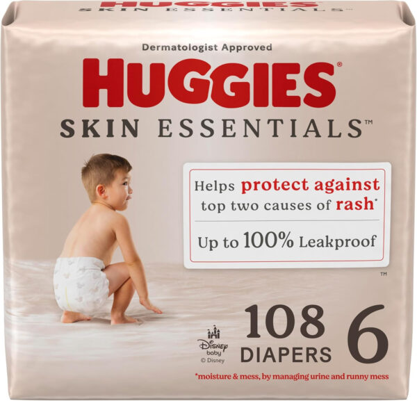 688a77e6dfd7ab33a1dc3b854d7f948f64c547a93403ed1a72e14.jpg Huggies Size 1 Diapers, Skin Essentials Baby Diapers, Size 1 (8-14 lbs), 204 Count (3 Packs of 68), Packaging May Vary