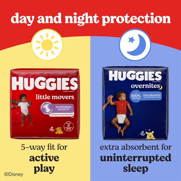 Huggies Size 8 Diapers, Little Movers Baby Diapers, Size 8 (46+ lbs), 76 Count (2 Packs of 38), Packaging May Vary