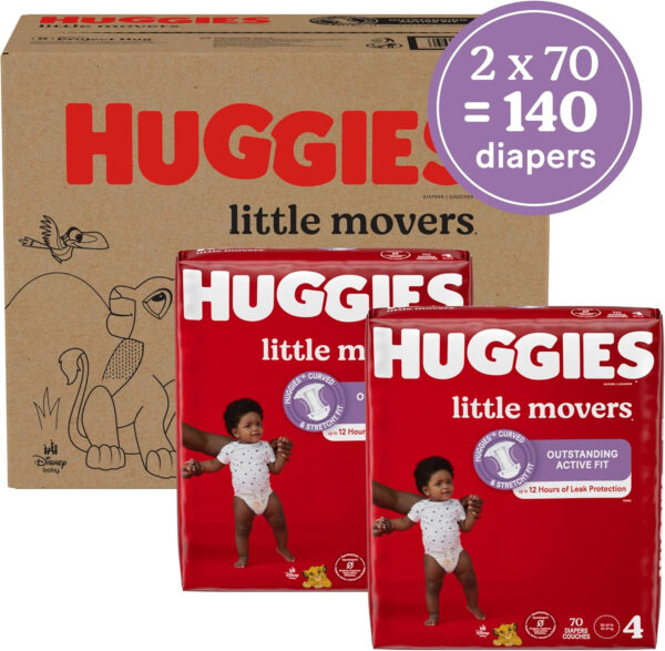Huggies Size 8 Diapers, Little Movers Baby Diapers, Size 8 (46+ lbs), 76 Count (2 Packs of 38), Packaging May Vary