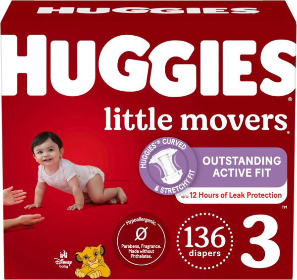 Huggies Size 8 Diapers, Little Movers Baby Diapers, Size 8 (46+ lbs), 76 Count (2 Packs of 38), Packaging May Vary