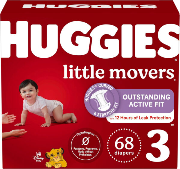 Huggies Size 8 Diapers, Little Movers Baby Diapers, Size 8 (46+ lbs), 76 Count (2 Packs of 38), Packaging May Vary