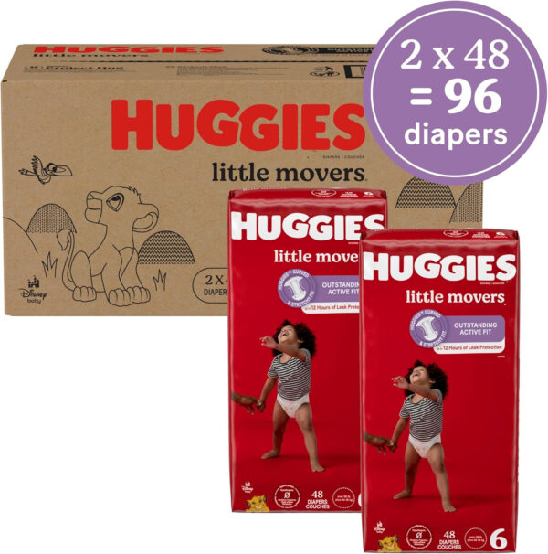 Huggies Size 8 Diapers, Little Movers Baby Diapers, Size 8 (46+ lbs), 76 Count (2 Packs of 38), Packaging May Vary