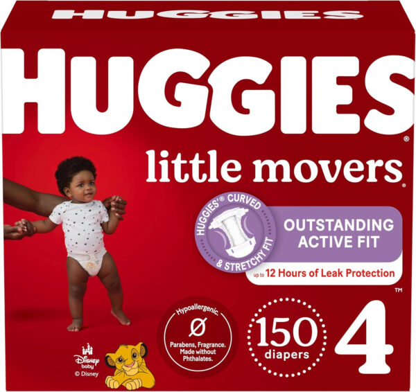 Huggies Size 8 Diapers, Little Movers Baby Diapers, Size 8 (46+ lbs), 76 Count (2 Packs of 38), Packaging May Vary