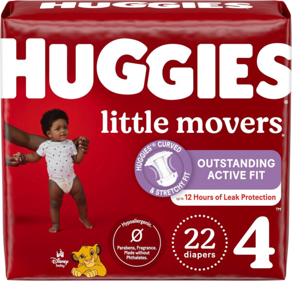 Huggies Size 8 Diapers, Little Movers Baby Diapers, Size 8 (46+ lbs), 76 Count (2 Packs of 38), Packaging May Vary