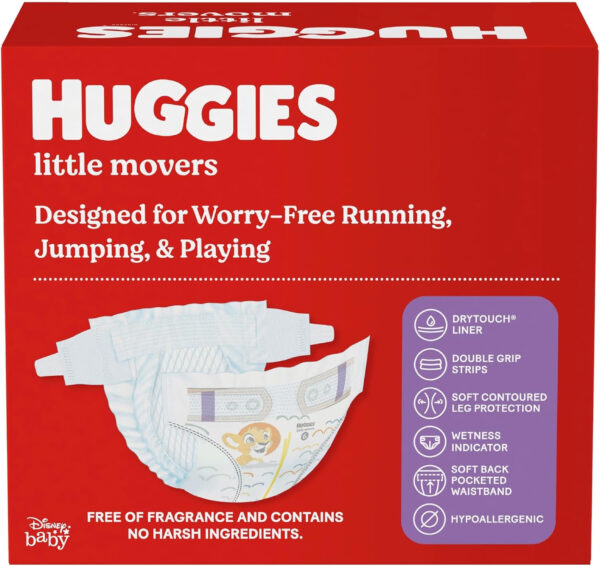 Huggies Size 8 Diapers, Little Movers Baby Diapers, Size 8 (46+ lbs), 76 Count (2 Packs of 38), Packaging May Vary