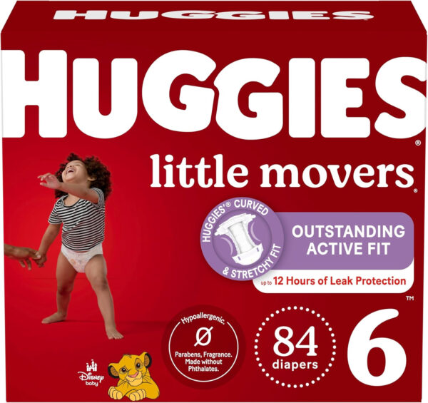 Huggies Size 8 Diapers, Little Movers Baby Diapers, Size 8 (46+ lbs), 76 Count (2 Packs of 38), Packaging May Vary