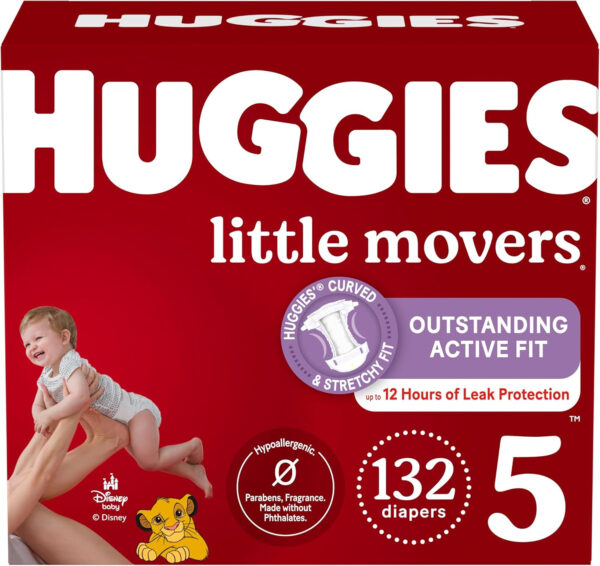 Huggies Size 8 Diapers, Little Movers Baby Diapers, Size 8 (46+ lbs), 76 Count (2 Packs of 38), Packaging May Vary