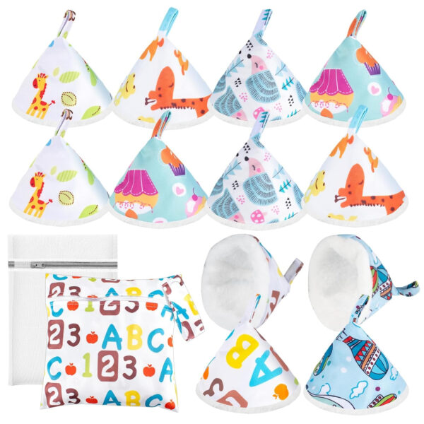 12 Pcs Pee Covers for Baby Boys, Reusable Flannel Peepeeteepe Baby Boy with Hanging Loop, Strong Absorbent Pee Shield Pee Tent for Diaper Changes, Extra Storage Bag Wash Bag (B)