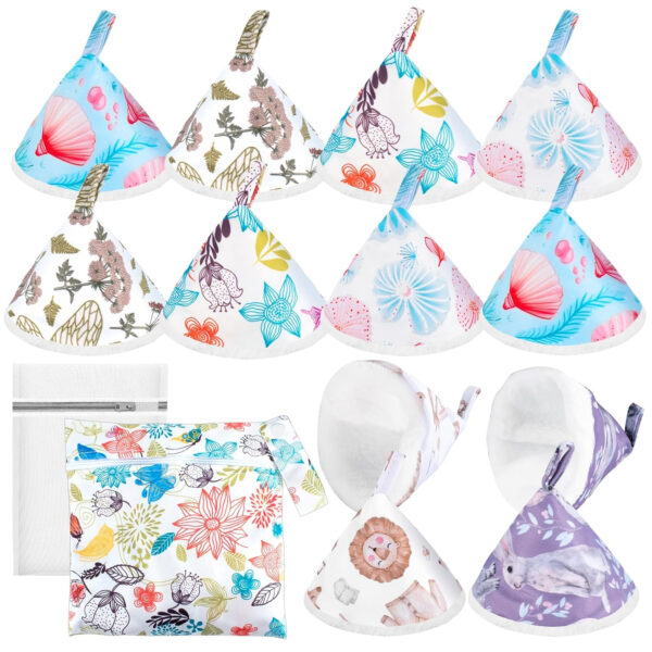 12 Pcs Pee Covers for Baby Boys, Reusable Flannel Peepeeteepe Baby Boy with Hanging Loop, Strong Absorbent Pee Shield Pee Tent for Diaper Changes, Extra Storage Bag Wash Bag (B)