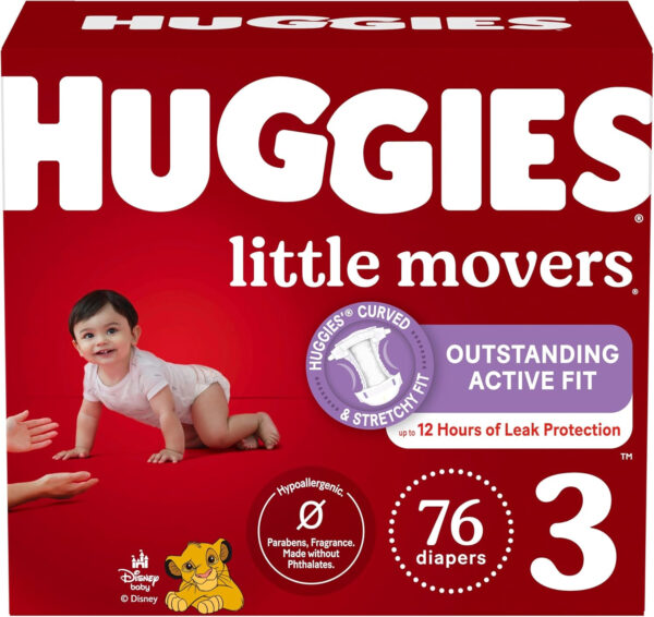 Huggies Size 7 Diapers, Little Movers Baby Diapers, Size 7 (41+ lbs), 88 Count (2 Packs of 44), Packaging May Vary
