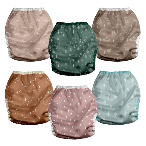 Mama Koala Reusable Adjustable Cloth Diaper Covers with Double Gusset for Girls and Boys, Snap Closure, Size M(Simply Neautrals)