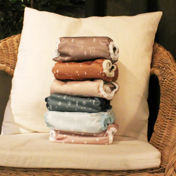 Mama Koala Reusable Adjustable Cloth Diaper Covers with Double Gusset for Girls and Boys, Snap Closure, Size M(Simply Neautrals)