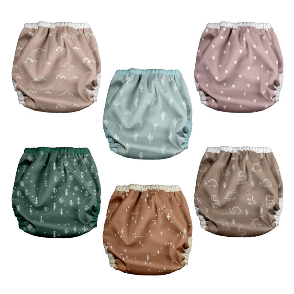 Mama Koala Reusable Adjustable Cloth Diaper Covers with Double Gusset for Girls and Boys, Snap Closure, Size M(Simply Neautrals)