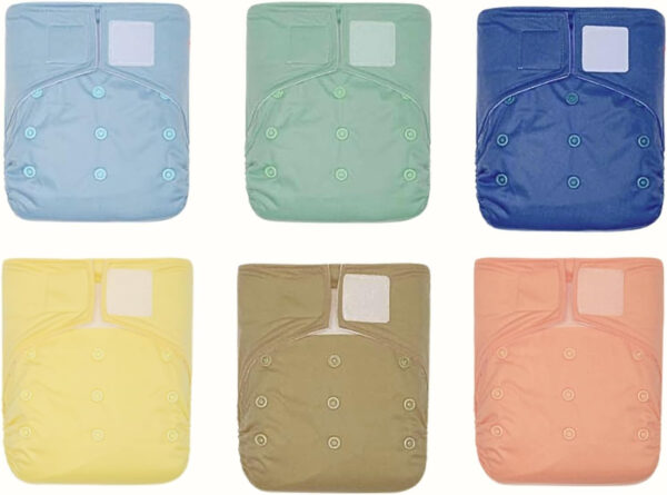 KaWaii Baby One Size Heavy Duty HD2 Cloth Diaper Shells, Reusable, Washable, Leakproof for babies 8-36 lbs - Pack of 6