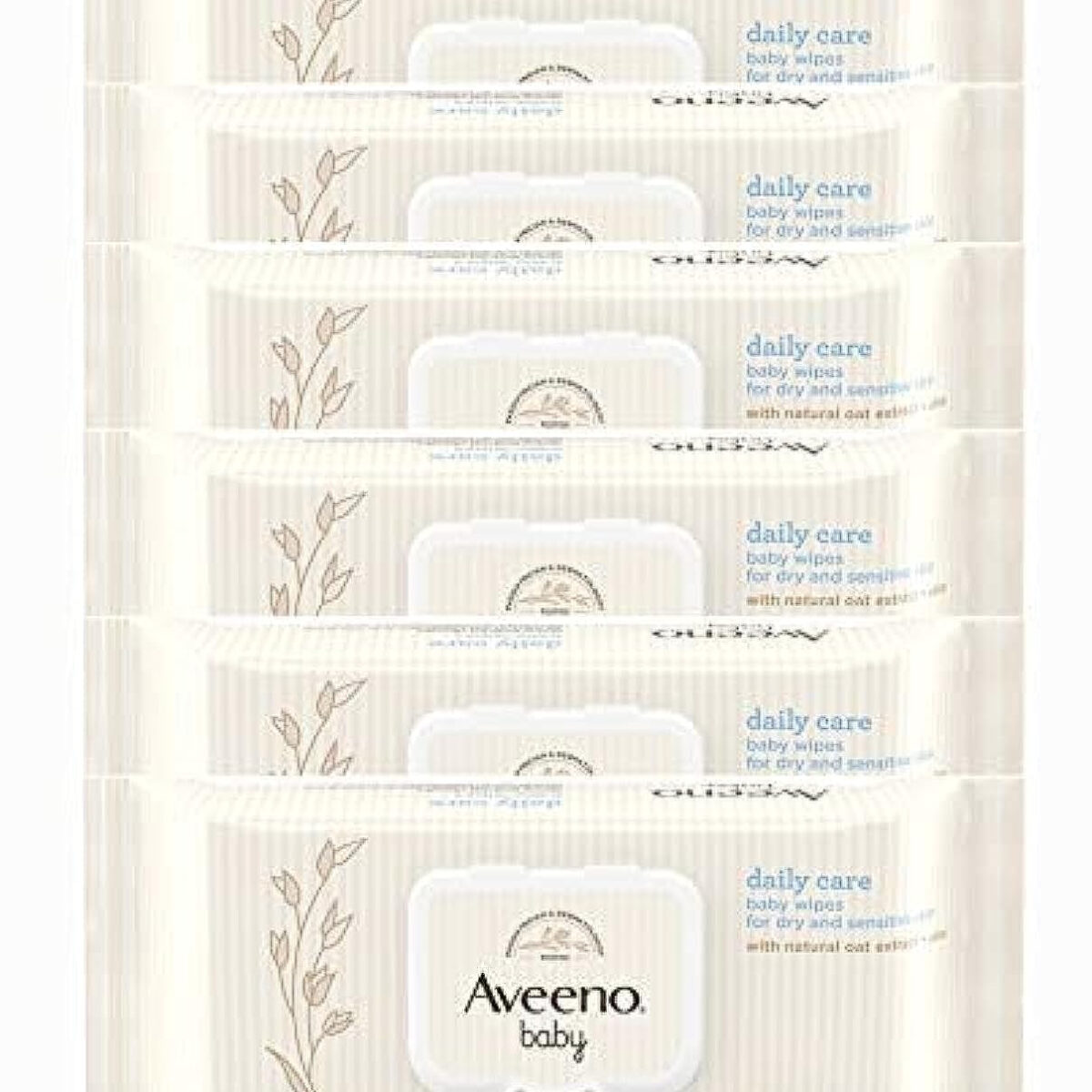 AVEENO Baby Daily Care Wipes - Cleanse Gently and Efficiently - Baby Wipes - Baby Essentials - 72 Wipes, Lid On Each Pack, Pack of 6 (432 Wipes in Total)