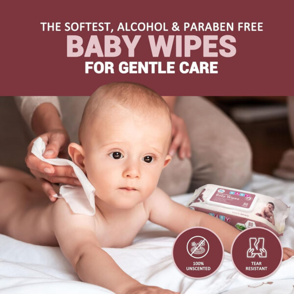 MED PRIDE Unscented Baby Wipes Bulk, 12 X 80 Ct 960 Wipes Total, Alcohol-Free, Aloe Vera & Vitamin E, Extra Soft & Strong, Paraben-Free, Non-Irritating