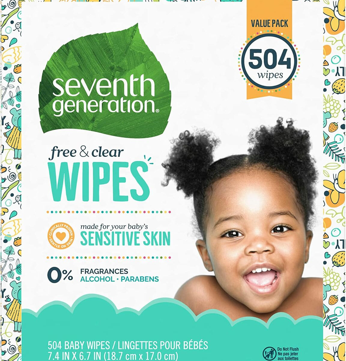 Seventh Generation Baby Wipes with Snap Seal Sensitive Protection Diaper Wipes 504 Count