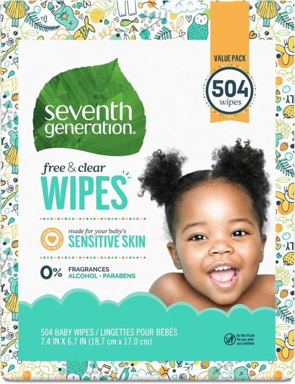 Seventh Generation Baby Wipes with Snap Seal Sensitive Protection Diaper Wipes 504 Count