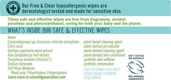 Seventh Generation Baby Wipes with Snap Seal Sensitive Protection Diaper Wipes 504 Count