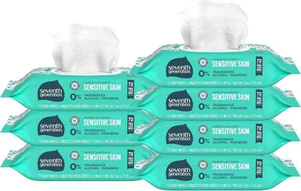 Seventh Generation Baby Wipes with Snap Seal Sensitive Protection Diaper Wipes 504 Count