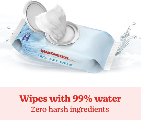 Huggies 99% Pure Water Baby Wipes, Unscented, 9 flip-top packs (3 Packs of 3), 504 Wipes Total, Packaging May Vary
