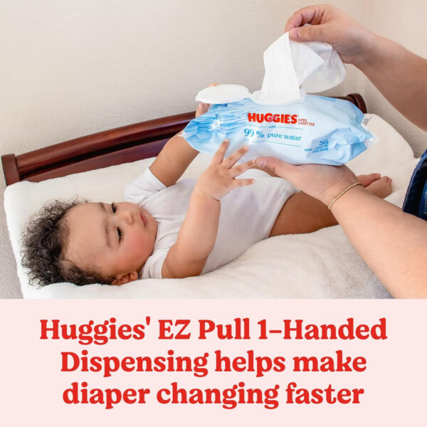 Huggies 99% Pure Water Baby Wipes, Unscented, 9 flip-top packs (3 Packs of 3), 504 Wipes Total, Packaging May Vary