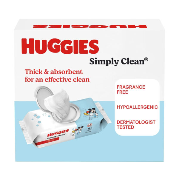 Huggies Simply Clean Unscented Baby Diaper Wipes, 11 Flip-Top Packs (704 Wipes Total), Packaging May Vary