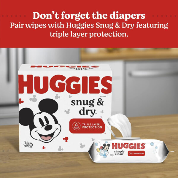 Huggies Simply Clean Unscented Baby Diaper Wipes, 11 Flip-Top Packs (704 Wipes Total), Packaging May Vary