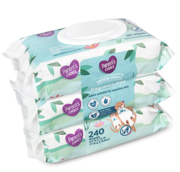 Parents Choice Baby Wipes, Fragrance Free, Quilted Soft, 240ct.