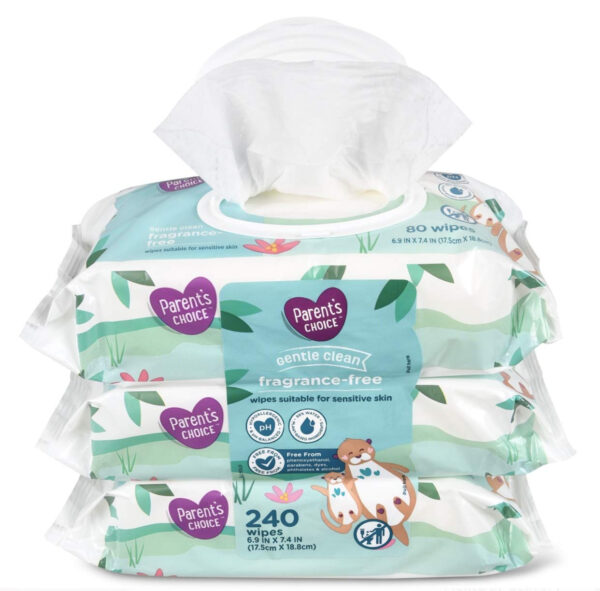 Parents Choice Baby Wipes, Fragrance Free, Quilted Soft, 240ct.