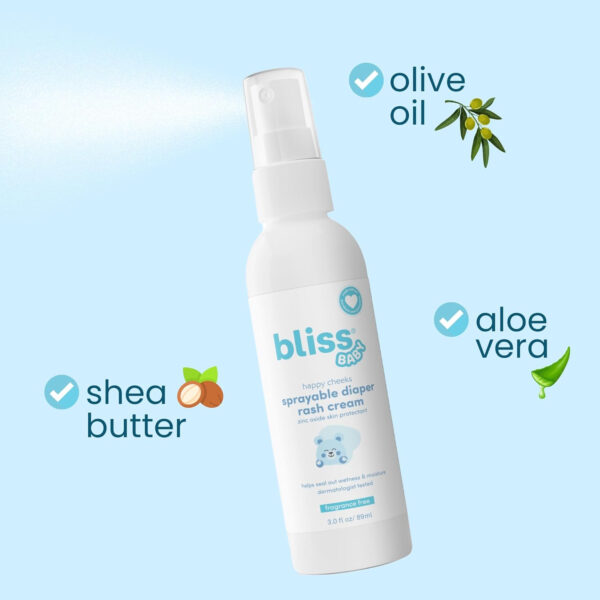688a7ca362ebb5b6cfbd877484518c6942b4e56b1dff3c1dcc562.jpg Bliss Baby Diaper Rash Cream Spray - Fragrance-Free, No Touch & Mess-Free, Treats, Soothes & Prevents Diaper Rash, Zinc Oxide, Dermatologist Tested, Vegan, Organic Aloe Vera, Shea Butter & Olive Oil
