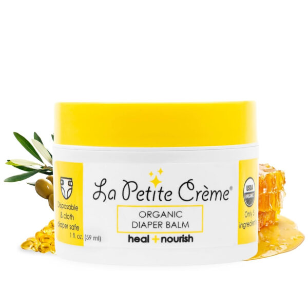 La Petite Creme French Organic Diaper Balm (1 oz) - Healing & Nourishing Diaper Cream - Gentle & Safe Liniment Baby Lotion - USDA Certified Organic - Baby Essentials for Newborn
