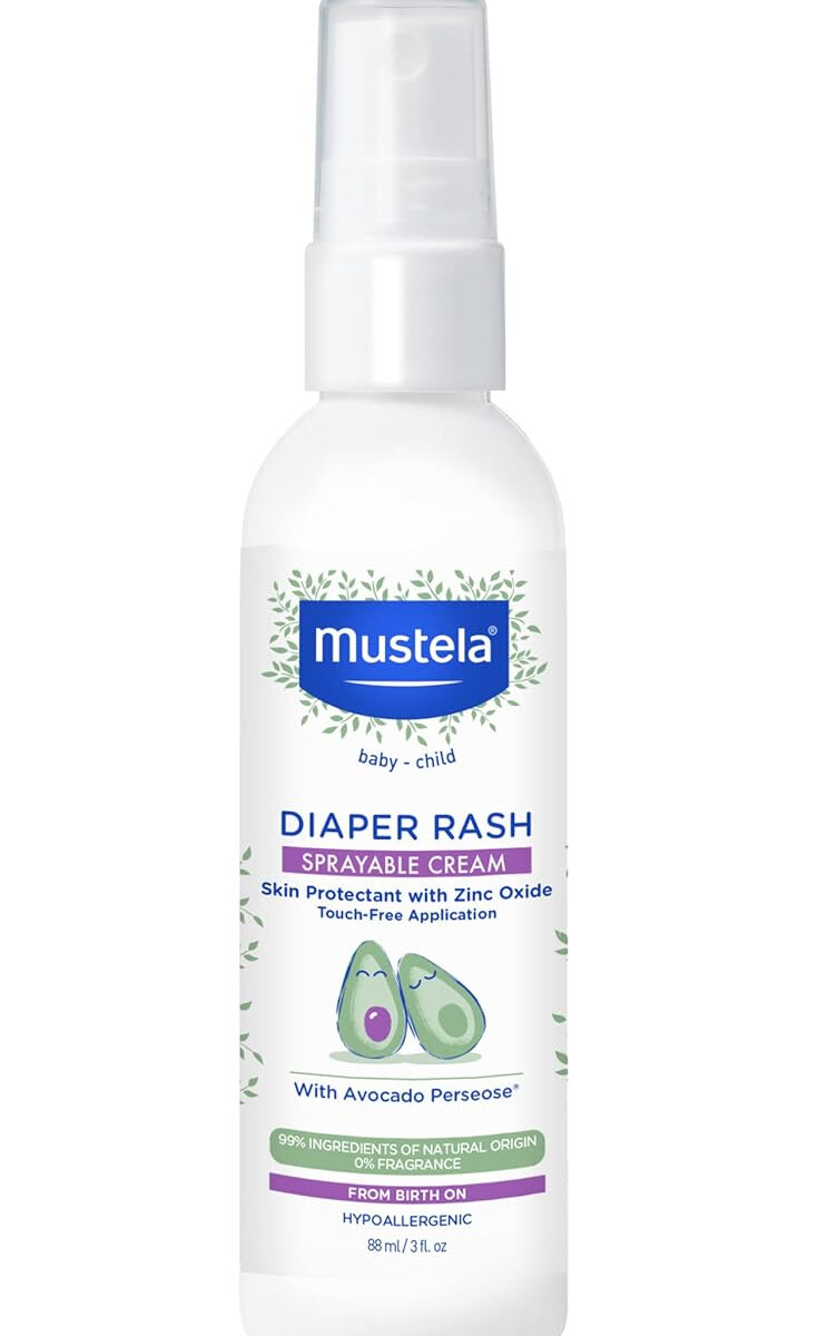 Mustela Baby Diaper Rash Cream Spray – Touch-Free protectant with Zinc Oxide & Natural Avocado - Treats, Soothes and Prevents Diaper Rash- Fragrance-Free - 3 fl. oz