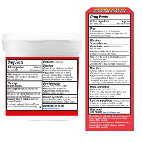 Boudreaux's Butt Paste Maximum Strength Diaper Rash Cream, Ointment for Baby, 2 oz Tube & 14 oz Jar