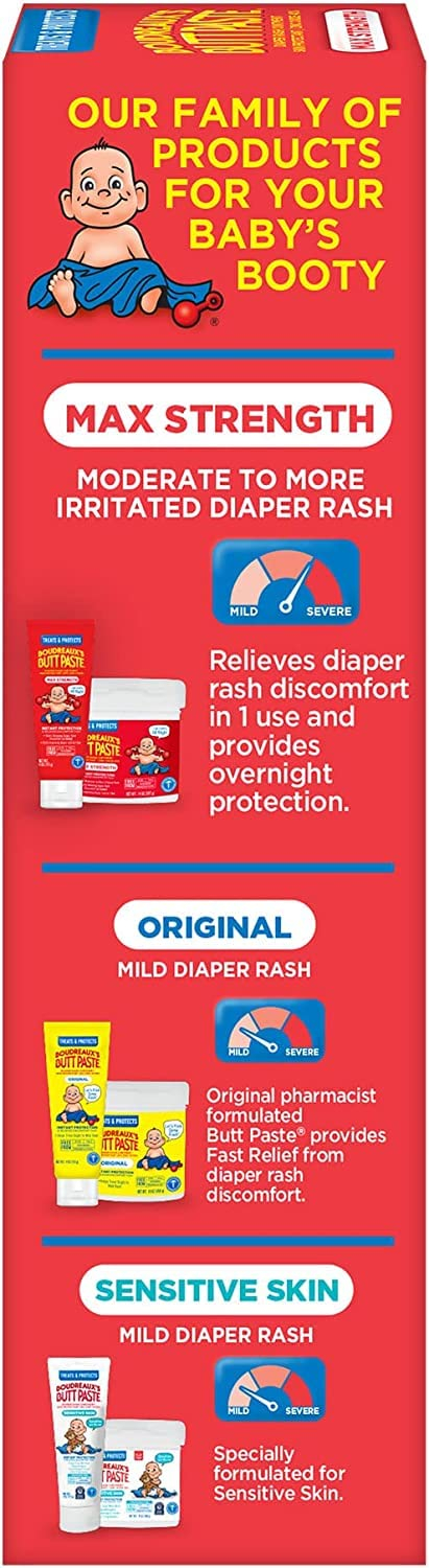 Boudreaux's Butt Paste Maximum Strength Diaper Rash Cream, Ointment for Baby, 2 oz Tube & 14 oz Jar