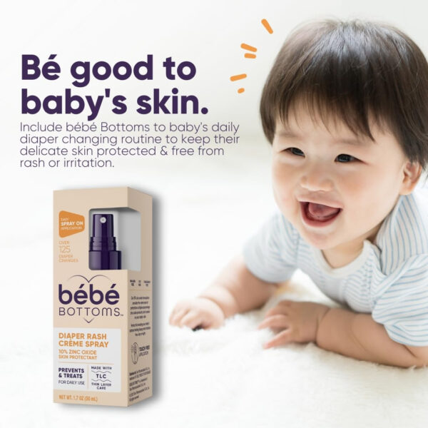 Bébé Bottoms Baby Diaper Rash Cream Spray, No-Rub Touch Free Application for Sensitive Skin (50 ml)