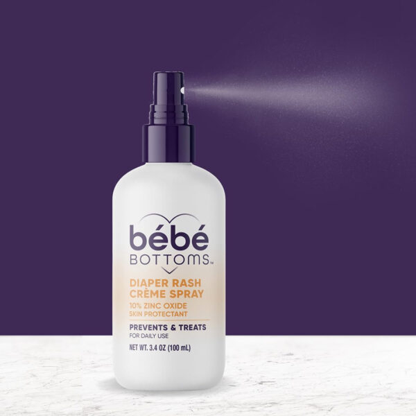Bébé Bottoms Baby Diaper Rash Cream Spray, No-Rub Touch Free Application for Sensitive Skin (50 ml)