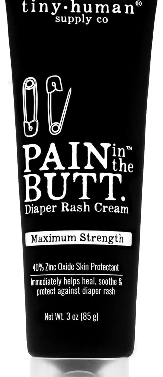 Pain in The Butt MAX Diaper Rash Cream, 3oz, 40% Zinc Oxide, 1-Pack, Natural Ingredients, Petrolatum Free, Soothing, Rapid Relief and Protection for Baby