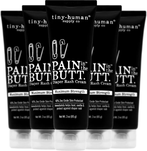 Pain in The Butt MAX Diaper Rash Cream, 3oz, 40% Zinc Oxide, 1-Pack, Natural Ingredients, Petrolatum Free, Soothing, Rapid Relief and Protection for Baby