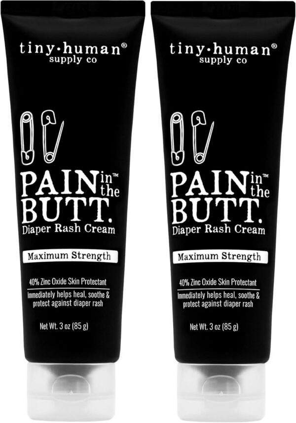 Pain in The Butt MAX Diaper Rash Cream, 3oz, 40% Zinc Oxide, 1-Pack, Natural Ingredients, Petrolatum Free, Soothing, Rapid Relief and Protection for Baby