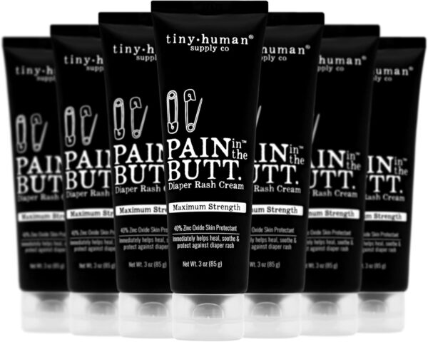 Pain in The Butt MAX Diaper Rash Cream, 3oz, 40% Zinc Oxide, 1-Pack, Natural Ingredients, Petrolatum Free, Soothing, Rapid Relief and Protection for Baby