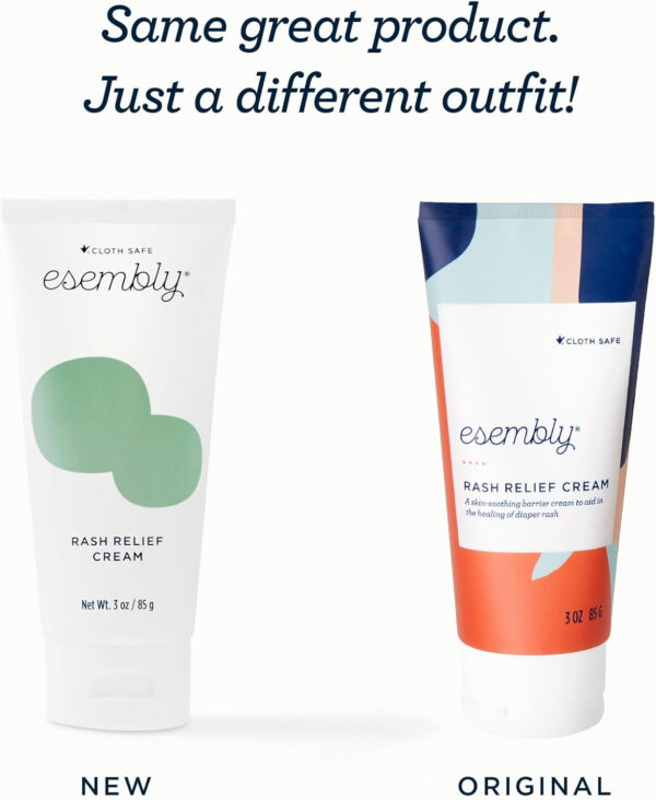688a7e2f90b11fa8567459e8ec35ecb1a7bf466cd64d376a286bf.jpg Esembly Rash Relief Cream, Organic and Cloth Friendly Zinc Oxide Barrier Cream, Soothes and Heals Diaper Rash, Natural Aid for Baby Bottom Discomfort, 3oz