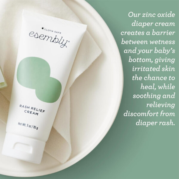 688a7e324b91eadc26b4d9e89c1c8aa1373e478003b5ebc81ad73.jpg Esembly Rash Relief Cream, Organic and Cloth Friendly Zinc Oxide Barrier Cream, Soothes and Heals Diaper Rash, Natural Aid for Baby Bottom Discomfort, 3oz