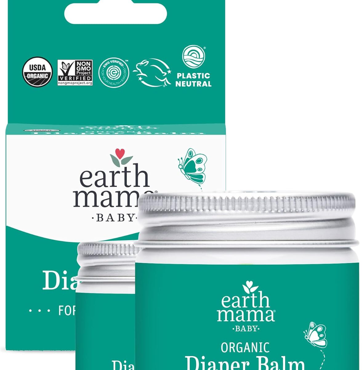 Earth Mama Organic Diaper Balm 2-Ounce | Diaper Cream for Baby | EWG Verified, Petroleum & Artificial Fragrance-Free with Calendula for Sensitive Skin (2-Pack)