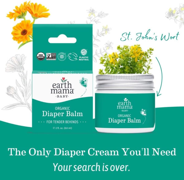 Earth Mama Organic Diaper Balm 2-Ounce | Diaper Cream for Baby | EWG Verified, Petroleum & Artificial Fragrance-Free with Calendula for Sensitive Skin (2-Pack)