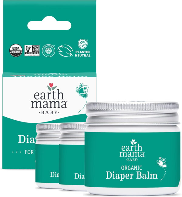 Earth Mama Organic Diaper Balm 2-Ounce | Diaper Cream for Baby | EWG Verified, Petroleum & Artificial Fragrance-Free with Calendula for Sensitive Skin (2-Pack)
