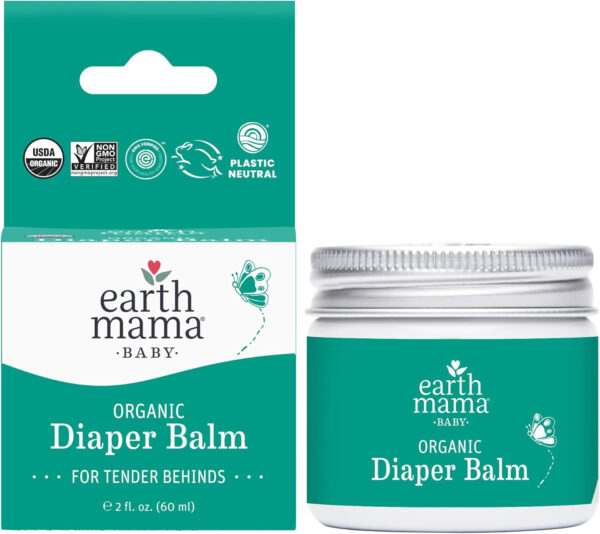 Earth Mama Organic Diaper Balm 2-Ounce | Diaper Cream for Baby | EWG Verified, Petroleum & Artificial Fragrance-Free with Calendula for Sensitive Skin (2-Pack)