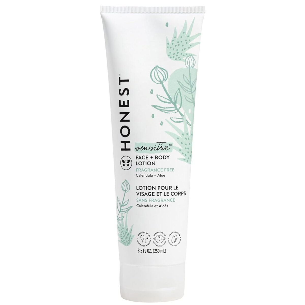 688a7f0da6bc99d64f88179b3d13fd2a9459f21fd112010f71517.jpg The Honest Company Hydrating Face + Body Lotion | Fast Absorbing, Naturally Derived, Hypoallergenic | Fragrance Free Sensitive, 8.5 fl oz
