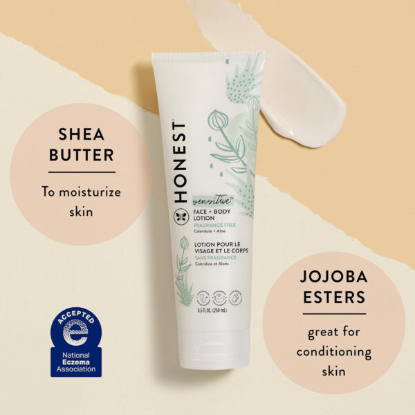 688a7f0e8f7b0c72e84817b99496864faab16b0888620fcf83d49.jpg The Honest Company Hydrating Face + Body Lotion | Fast Absorbing, Naturally Derived, Hypoallergenic | Fragrance Free Sensitive, 8.5 fl oz